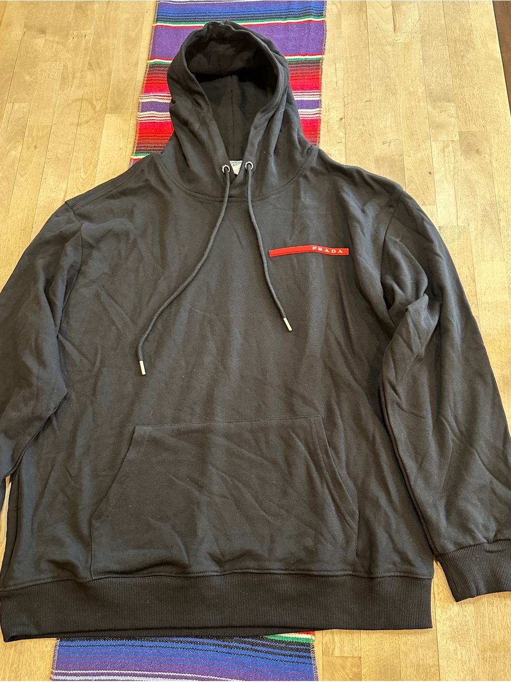 Prada Black Sweatshirt with Red Logo Tape